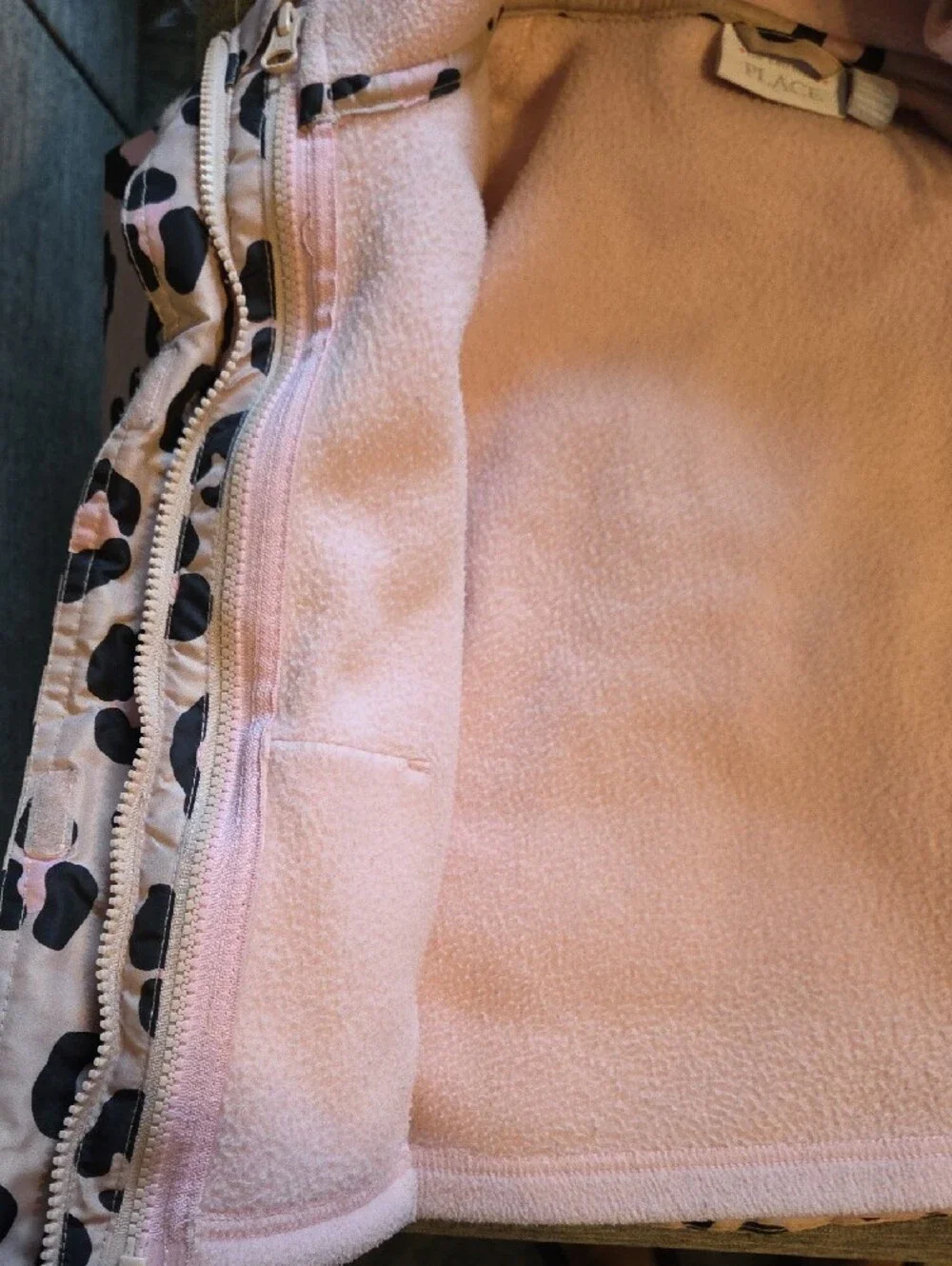 Childrens Place Tan And Pink Winter Coat w/ Removable Pink Fleece Inner